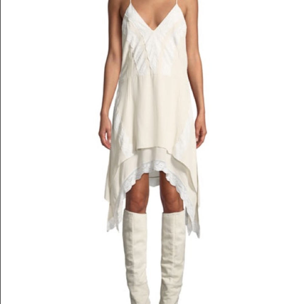Gift V-Neck Lace Trim Handkerchief Dress